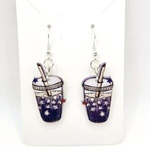 USA Patriotic America Drink Cup Tumbler Shake 4th of July Stars Earrings New